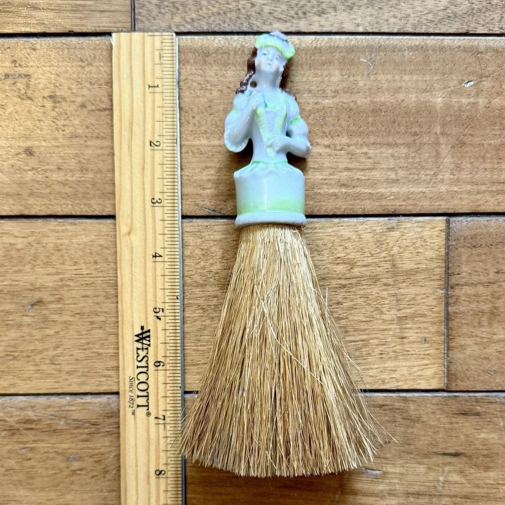 VTG 1920s Antique Art Deco German Porcelain Half Doll Whisk Broom Crumb Brush‎